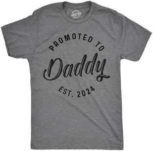 Mens Promoted To Daddy 2024 T Shirt Fathers Day for New Best Dad Ever (Dark Heather Grey - 2024) - L