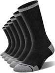FITRELL 6 Pack Men's Athletic Crew Socks Cushioned Sport Running Moisture Wicking Work Boot Socks, Black, Large, Shoe Size 9-12