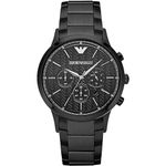 Emporio Armani Watch for Men, Quartz Chronograph Movement, 43 mm Black Stainless Steel Case with a Stainless Steel Strap, AR2485