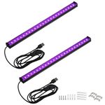 Greenic UV LED Black Light Strip - Upgrade UV Lamp USB 10W 1.5M Cable UV Light 1ft Purple Color Blacklight Lamp for Indoor Halloween Christmas Glow Party Decorations and Urine Detector 2 Pack