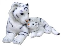 Wild Republic Mom & Baby White Tiger Plush, Stuffed Animal, Plush Toy, Gifts for Kids, Zoo Animals, 11"