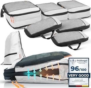 Travel Compression Packing Cubes for Backpack and Suitcase - Safe Space with Compression Bags for Travel - Packing Cubes for Suitcases - Backpack Organisers without Vacuum for Cabin Bag