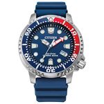 Citizen Mens Promaster Dive Eco-Drive Watch 44mm Silver-Tone Stainless Steel Case Blue Polyurethane Strap with Blue Dial (BN0168-06L)