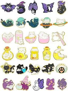 Ferraycle 30 Pieces Enamel Pins Set Enamel Pins for Backpacks Cool Horror Enamel Lapel Pins Steampunk Brooches Pins for Hats Clothes Women Men (Cat), alloy, enamel, no gemstone