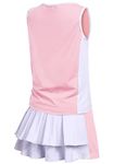 Zaclotre Girls Tennis Golf Dress Outfit Sleeveless Tank Top and Skorts Sets Sport Skirt with Shorts Light Pink