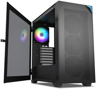 VETROO AL800 Full Tower PC Computer Case w/Door Opening Design Tempered Glass, E-ATX/ATX Support, Built-in ARGB LED Strip, Pre-Installed ARGB & PWM FDB Fan in Rear, Support for 40 Series GPUs -Black