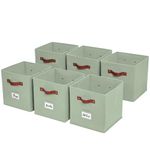 DECOMOMO Cube Storage Bin, Fabric Storage Cubes 13x13x13 Bins Storage Organization with Label Holder for Closet Kallax Shelves Clothes Kids Toy Nursery (Cube 13" / 6pcs, Sage Green)