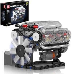 Mould King 10088 Technik V8 Engine Building Blocks Toy App Motor Kit Engine Kit Clamping Blocks Gifts for Adults from 14 Years (535 Pieces)