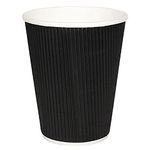 500x Fiesta Hot Cup Ripple Wall Black 8oz Disposable Take Away Travel