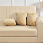 STARNSTYLE Velvet Decorative Cushion Cover 16x16 Inch - Set of 3, Soft Solid Damask Square Throw Pillow Covers for Sofa, Living Room or Home Decor - 40x40 cm Beige