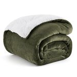 Bedsure Sherpa Fleece Twin Blanket for Couch - Thick and Warm Blankets, Soft and Fuzzy Blanket Twin Size for Sofa, Olive Green, 60x80 Inches