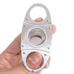 PIPITA Cigar Cutter Stainless Steel Guillotine Double Blades Cutter Pocket Cutters Portable Cigar Tool Knife Scissors with Bag (Sliver)