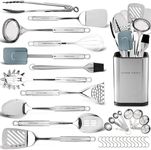 Home Hero Kitchen Utensil Set - Non-Stick BPA Free Silicone Spatula - Heat Resistant Cooking Utensils Set Kitchen Gadgets Ustensile de Cuisine (Stainless Steel - 32pcs)