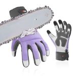 Vgo Chainsaw Gloves Women, 12-Layer Saw Protection on Both Hands Back, Cow Leather Work Gloves,Neoprene Cuff (Purple,Size M,CA9760CS)