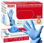 Ready First Aid Nitrile Disposable Gloves, Medical Grade Powder-Free Latex-Free Ambidextrous Examination Gloves Non-Sterile, Multiple Purpose Nitrile Blue Pack of 100 (Medium)