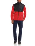 Izod Men's Long Sleeve Full Zip Pieced Polar Fleece Jacket - red - Large