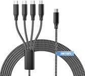 USB C Multi Charger Cable 3m(10ft) 66W USB C Multi Charging Cable Nylon Braided 4 in 1 Charging Cable Multi USB Cable Fast Charging Cord with Type-C & Micro Port for Huawei Google Samsunng Android