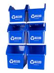 Blue Stackable Recycling Bin Container with Handle 6 Gallon - Bins by Recycling Rules!