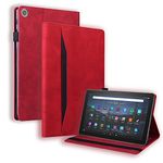 LMFULM® Case for Amazon Kindle Fire HD 8 2016/2017/ 2018 (8.0 Inch) PU Leather Case Protective Shell Smart Case with Sleep/Wake Stand Case Flip Cover Wallet Style Red