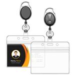 TOPKEY 2 Pack Horizontal Retractable Badge Holder with Clip, ID Badge