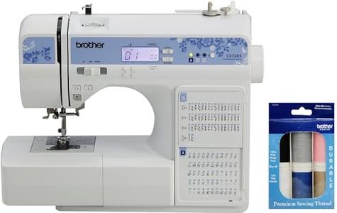 Brother CS7205 Computerized Sewing Machine with Wide Table, 150 Built-in Stitches, 11 Included Sewing Feet and 6-Piece Premium Sewing Thread Pack