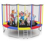 Shopster Fitness GS 16 Feet Jumping Trampoline for Kids & Adults with Safety Enclosure net, Jumper Mat (Supports Weight Capacity of 300 Kgs), Indoor & Outdoor, Heavy Duty (Dia- 16 ft), Rainbow