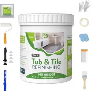 Tub and Tile Refinishing Kit, DIY Sink & Bathtub Reglaze Kit - White, Water-Based, Easy-to-Use Tub & Tile Refinishing Paint, Low Odor for Porcelain & Fiberglass