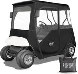 10L0L Luxury 2 Passenger Golf Cart Case for EZGO TXT, Windproof Waterproof Rain Cover, Clear Windows on 4 Sides and Roll-Up Zipper Door - Black