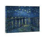 Wieco Art Canvas Print Starry Night Over The Rhone by Van Gogh Seascape Canvas Prints Artwork on Canvas Wall Art for Home and Office Decorations