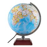 Waypoint Geographic Odyssey Plus Illuminated Globe, 12" Blue Ocean-Style World Globe, Up-to-Date Light-Up Globe for Home and Office Decor, 17.5“ H x 13.5“ W x 12“ D