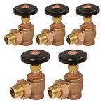 Midline Valve 6I564-5 Steam Radiator Valve; Air Vent Temperature Control; 3/4 in. FIP x Male Union; Brass (5 Pack), 0.75 Inch