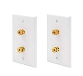 VCE Speaker Wall Plate UL-Listed, 2-Port Keystone Wall Plate with Banana Keystone Jack Insert Plug for Speakers, 2 Pack