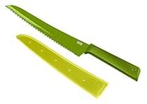 KUHN RIKON Colori+ Non-Stick Bread Knife with Safety Sheath, 32.5 cm, Green, 24207