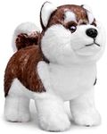 ZHONGXIN MADE Siberian Husky Plush Toy - Realistic 11" Brown Standing Siberian Husky Puppy Dog Stuffed Animal Cute Dog Pet Toy, Gift Toys for Kids Birthday Christmas