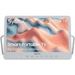 SYLVOX Smart Portable TV, 15.6'' Rechargeable TV 12V 10000mAh Battery Operated TV for Google TV, IP66 Waterproof Portable TV, Wireless, Voice Assistant, Small TV for Bedroom Bathroom Kitchen Camping