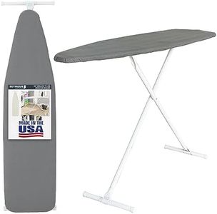 Ironing Board Full Size; Made in USA by Seymour Home Products (Solid Grey) Bundle Includes Cover + Pad | Iron Board w/Steel T-Legs Adjustable Tabletop up to 35" High; Perforated Top for Steam Flow