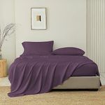 SGI bedding Double Size 100% Cotton Bed Sheet 3 Piece Set 1 Bed Sheet 2 Pillow Cover Ultra Premium Super Soft 1000 Thread Count Egyptian Cotton Sheets, Plum