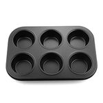 Syga 1Pcs Muffin Cup Cake Tray for 6 Muffins Bakeware Silicone Muffin Pan_Black