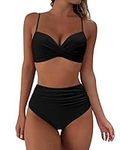 RXRXCOCO High Waisted Bikini Set Push Up Bikini Top with Tummy Control Bikini Padded Bikini 2 Piece