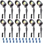 LEONLITE 12-Pack 3CCT Low Voltage LED Landscape Spotlight, 3000K/4000K/5000K Selectable, 4W 12V Pathway Lights Outdoor CRI90+, Aluminum Housing Spot Lights for Garden Yard, ETL Listed, Bronze Finish