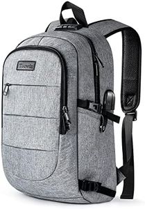 Travel Laptop Backpack Water Resistant Anti-Theft Bag with USB Charging Port & Lock 17.3 Inch Computer Business Backpack for Women Men College School Student Gift,Bookbag Casual Hiking Daypack -Grey