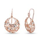 LeCalla Sterling Silver BIS Hallmarked Jewelry Diamond-Cut Filigree Rose-Gold-Plated Drop Dangler Earrings for Teen and Women