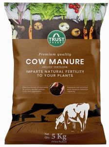 TrustBasket Cow Dung Manure 5kg | 100% Natural Organic Fertilizer for Plants | Nutrient-Rich Compost with Microbial Bio-Stimulants | Improves Plant Health, Water Retention & Soil Fertility