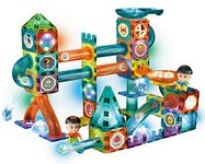 Kiditos Light Magnetic Tiles Building Blocks 150 PCS, 3D Educational Toys, Magnetic Marble Run STEM Magnetic Blocks Toys for Kids Ages 3 4 5 6 7 8 10+ Year Old Boys Girls Creative Gift