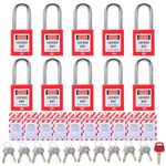 Allucky Lockout Tagout Locks, 10pcs Safety Locks Keyed Differently(Come with 1pcs Master Key) & 10pcs Lockout Tagout Tags, Lock Out Tag Out Padlocks Set, 2 Keys Per Lock(No.1-10)