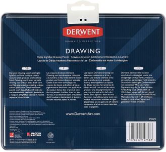 Derwent Drawing Pencils Set of 24 – 5mm Core, Tin Case, Professional Quality