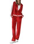 Ekouaer Women's Velvet Velor Tracksuits 2 Piece Lounge Outfits Zip Up Sweatshirt and Sweatpants with Pockets S-3XL