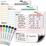 Magnetic Chore Chart for Kids 9-12, Dry Erase Behavior & Chore Chart for 3 Kids with 6 Colored Markers and Eraser Caps, Magnetic Refrigerator White Board for Training Responsibility