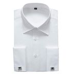 Alimens & Gentle Men's French Cuff Dress Shirt Regular Fit(Cufflinks Included), White,15.5" Neck - 34"/35" Sleeve