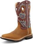 Twisted X Men's 12-Inch Western Work Boots - Casual Ankle Boots Made with Patented CellStretch Comfort Technology and DuraTWX Hybrid Performance Leather, Tan & Burgundy, 7.5